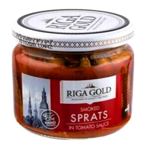Šprotes tomātu mērcē Rīgas Zelts stiklā 250g