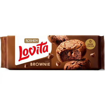 B8204E05175A021C81F54FF7C8352B49025CCC23455D3DC301CDB6C72598BD97 Cepumi Lovita ar kakao Brownie Roshen Lovita 152g