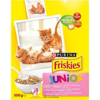 BF6929C97D0F8484151055A5BB55484D74CC49153890316A749A66F1A834566E Barība kaķiem Friskies Junior vista+burk.300g
