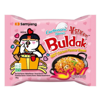 C5AEB62B820D38EEC37E6D4B9EB077058D408A5CFA7B17887A7976AF444EAC22 Nūdeles Buldak Hot Chicken ar krēmīgu carbonara garšu 130g