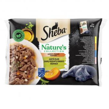 C68C32A0D868E94F40A3D57AB2BDF745E1BC56765F013F24DA38AA2D09903896 Barība kaķiem Sheba Nature's Collection jauktā izl. 4x85g