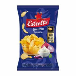 Čipsi Estrella ar lauku krējuma un sīpolu garšu 250g