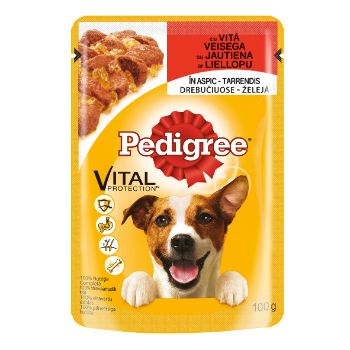 E2F41A3CE7D5BE564C9E1027015E155D5CB06FE647E6F0E547AB28DA35F84C52 Barība suņiem Pedigree gaļa (maisiņš) 100g