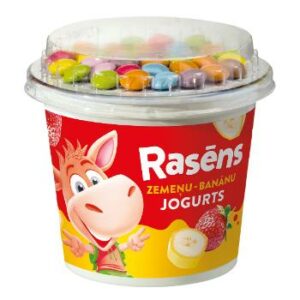 Jogurts Rasēns zemeņu banānu ar piena šok.konfekt.110g
