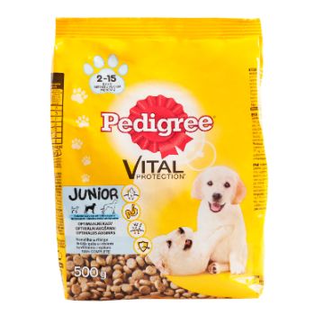 F0D934BBC617950A9DAFE947313263567CB627B9D44843A2752D18E44F526B15 Barība suņiem Pedigree Junior ar mājp.gaļu un dārzeņiem 500g
