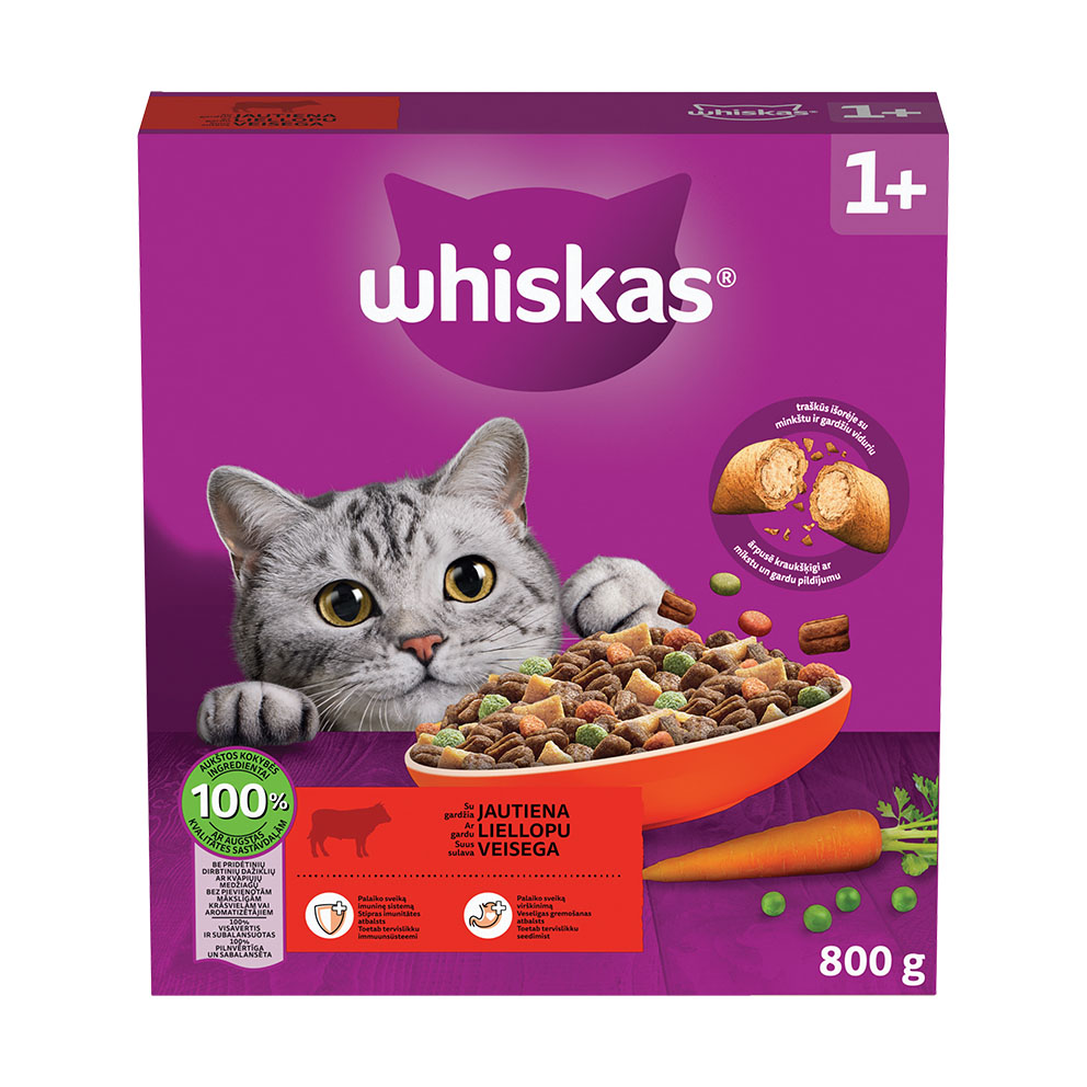 F44F527A39F553329F0F99D3B8C627B241313A5A6E84FD31AA129AC734322295 Barība kaķiem Whiskas ar liellopa gaļu 800g