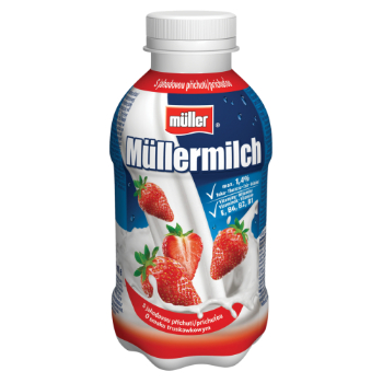45438B08900BB508DBD532255369BC461340ADD231C3D77B2871743A49061A0D Piena dzēriens Mullermilch zemeņu 1.6% 400g