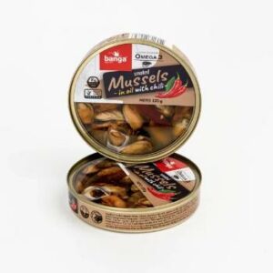 Konservi kūpinātas mīdijas eļļā ar čili Banga 120g