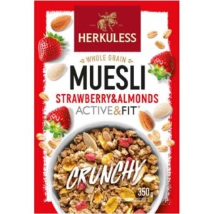Musli Herkuless crunchy zemene&mandeļu sk.350g