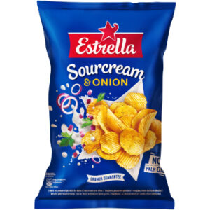 Čipsi Estrella ar lauku krējuma un sīpolu garšu 130g