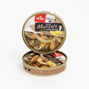 Konservs mīdijas kūpinātas eļļā ar citronu Banga 120g